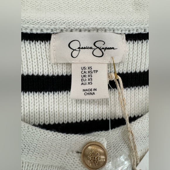 NWT JESSICA SIMPSON Black & White Stripe Long Sleeve Cardigan Size Xs - Picture 7 of 11